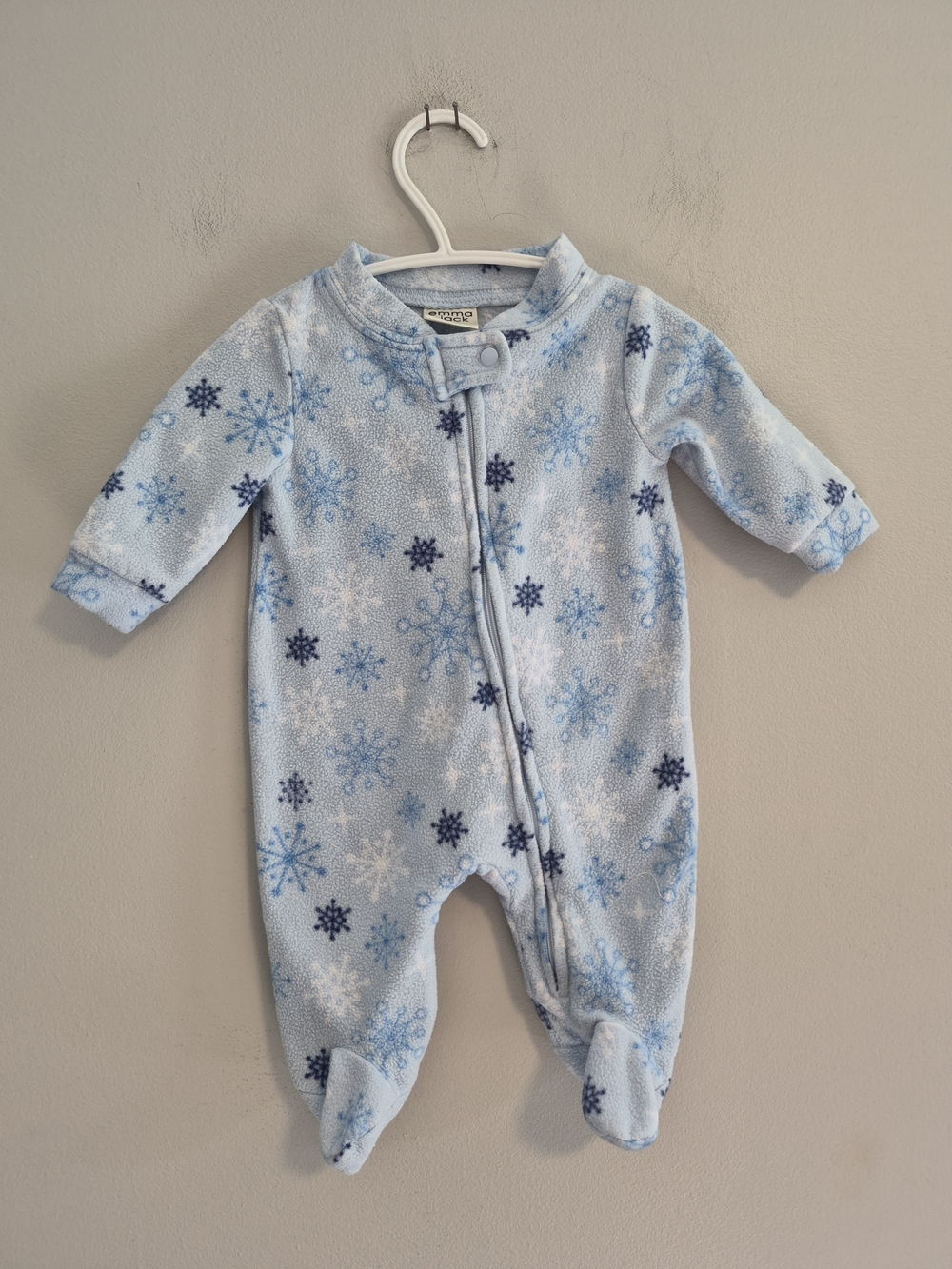 emma & jack Newborn Blue Snowflake Fleece Zip Up Sleeper